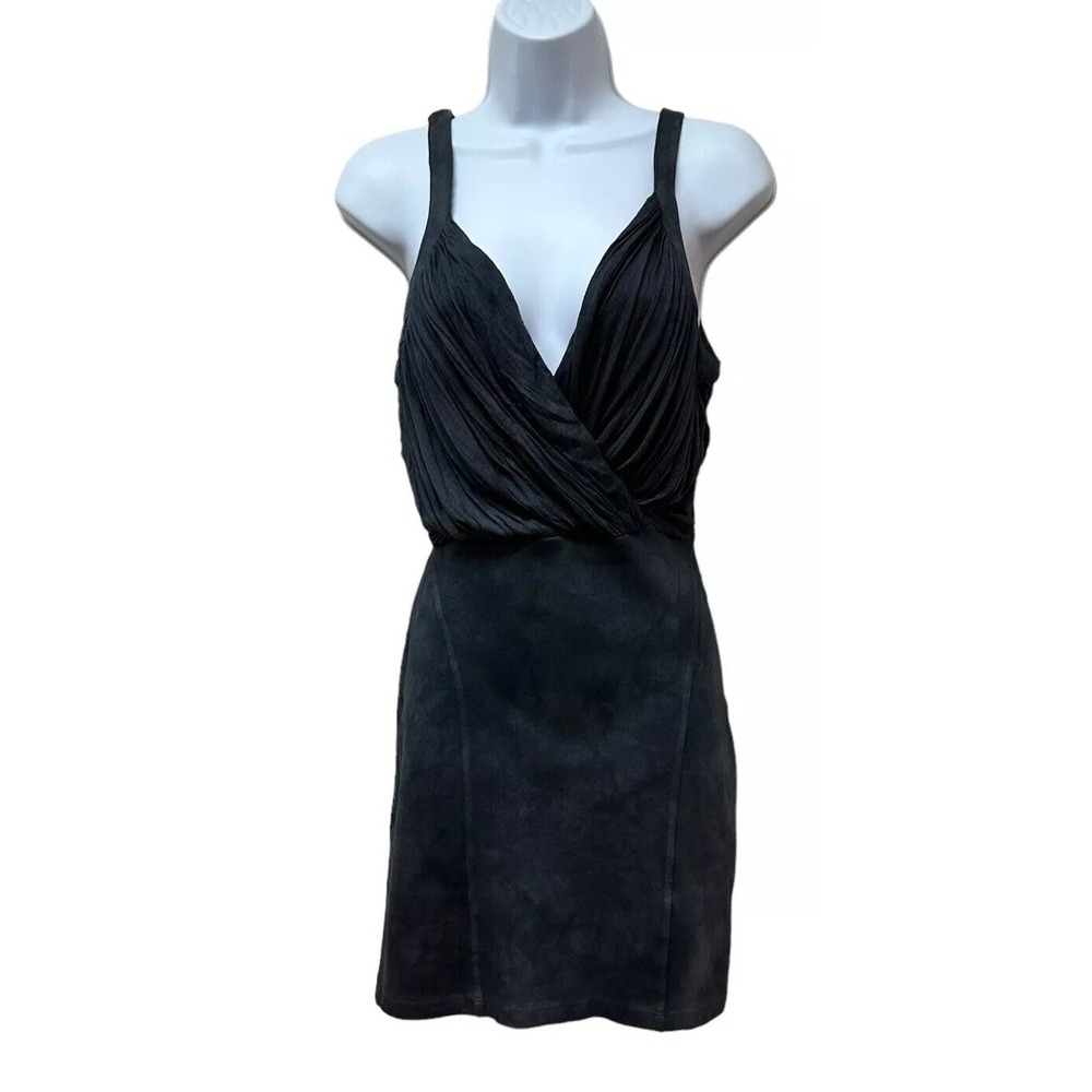 Free People FP Mini Bodycon Dress Charcoal Open Back Sexy Stretch Size M